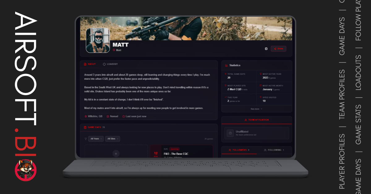 Airsoft.Bio | Find Airsoft Players, Teams, Sites & Events